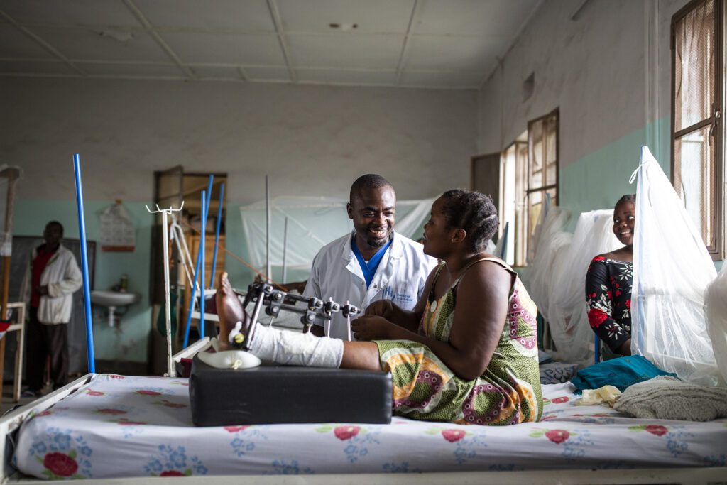 Treating a patient in a clinic in Uganda